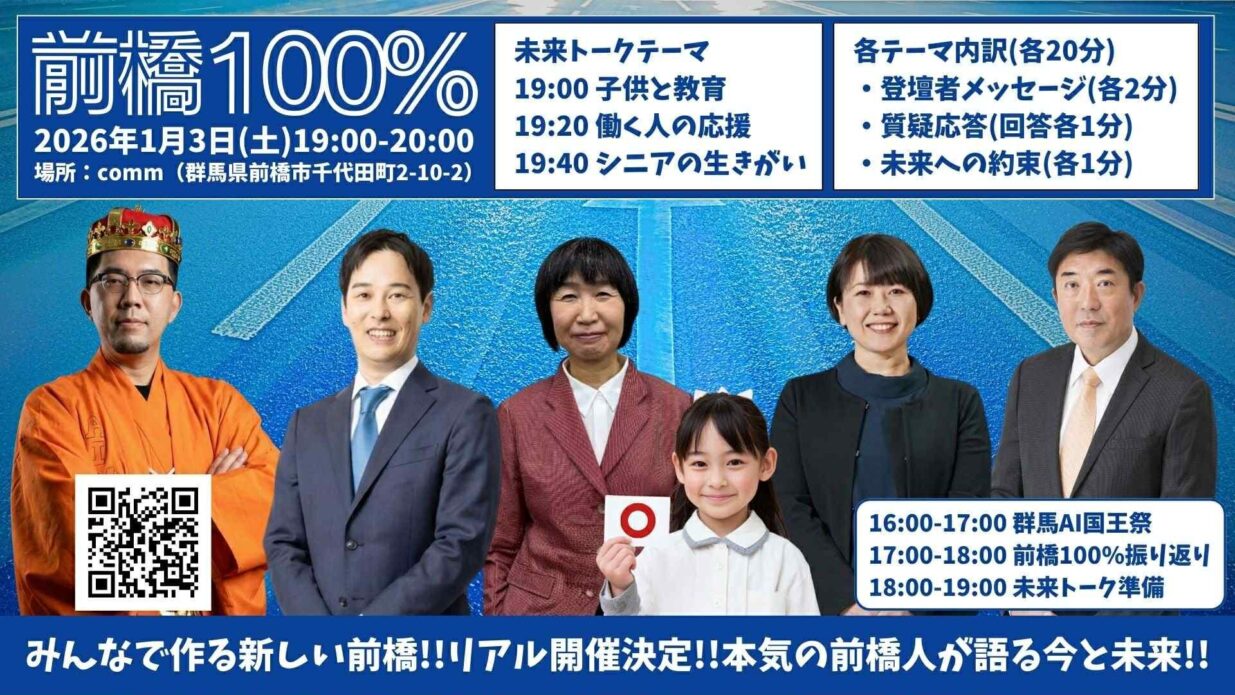 前橋市長選で市民と公開対話
立候補予定者３人がオンラインで
